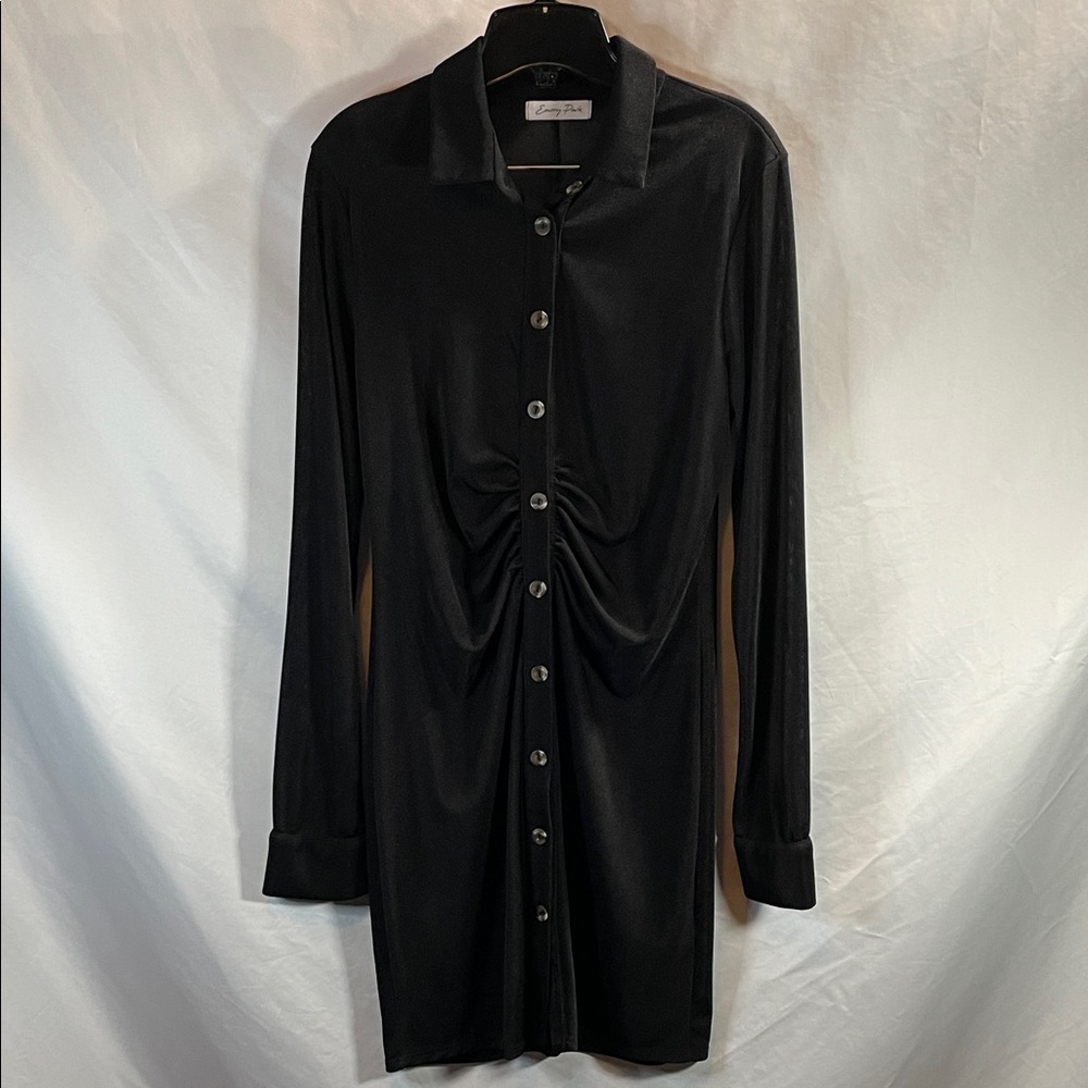 Emory Park Black Long Sleeve Ruched Dress